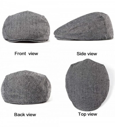 Newsboy Caps 2 Pack Newsboy Hats for Men Wool Scally Cap Mens Flat Cabbie Ivy Tweed S/M/L/XL - Thin Lining Brown+grey 2pack -...