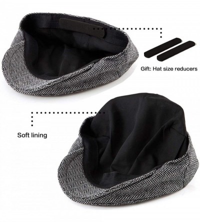Newsboy Caps 2 Pack Newsboy Hats for Men Wool Scally Cap Mens Flat Cabbie Ivy Tweed S/M/L/XL - Thin Lining Brown+grey 2pack -...