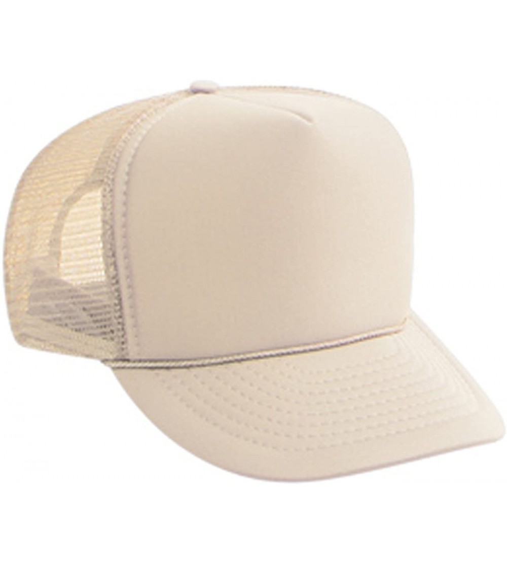 Baseball Caps Polyester Foam Front Solid Color Five Panel High Crown Golf Style Mesh Back Cap - Tan - CS11TOP071B $9.83