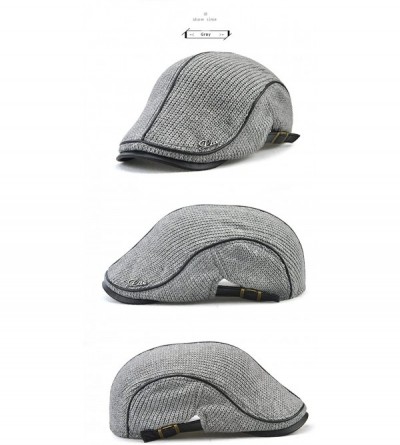 Newsboy Caps Knitted Woollen Beret Hat Casquette Flat Visor Newsboy Peak Cap - Grey - CM186AROT63 $17.36