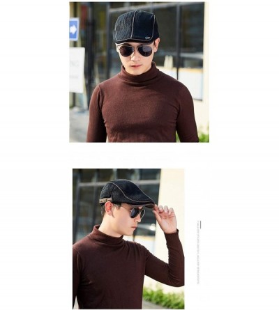 Newsboy Caps Knitted Woollen Beret Hat Casquette Flat Visor Newsboy Peak Cap - Grey - CM186AROT63 $17.36