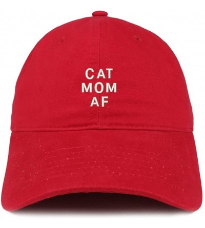 Baseball Caps Cat Mom AF Embroidered Soft Cotton Dad Hat - Red - CG18EY0RMOX $32.93
