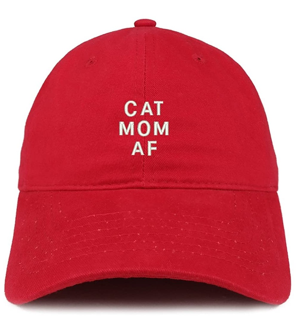 Baseball Caps Cat Mom AF Embroidered Soft Cotton Dad Hat - Red - CG18EY0RMOX $13.35