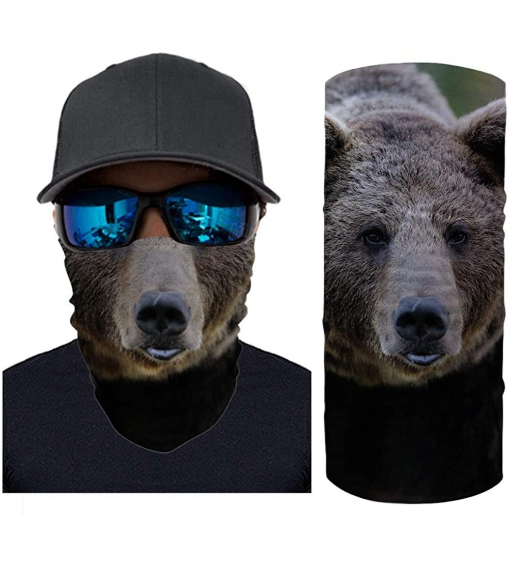 Balaclavas Cool 3D Animal Print Bandana for Men Women Neck Gaiter Scarf Dust Wind Balaclava Headband - Bear - C3197Y8QZ6Y $15.01