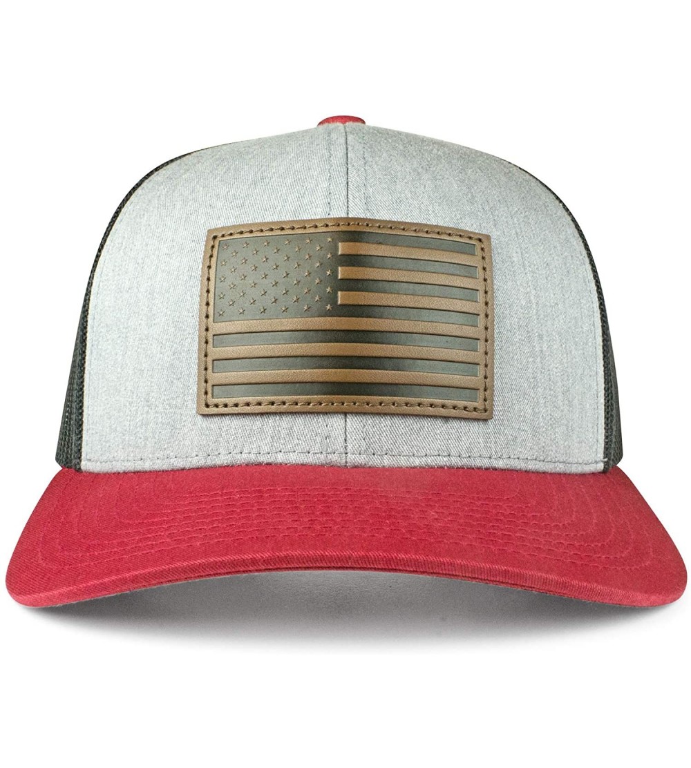 Baseball Caps USA Mesh Trucker Hat (Snapback Baseball Cap) USA Hat - Sun Protection - Red/Charcoal - CF18U6YDHZ5 $33.33
