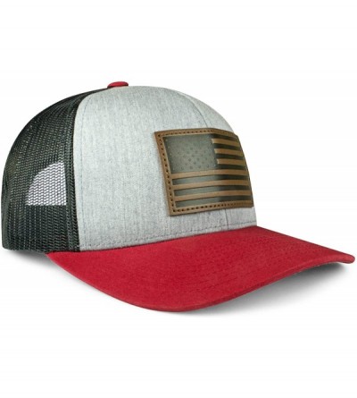 Baseball Caps USA Mesh Trucker Hat (Snapback Baseball Cap) USA Hat - Sun Protection - Red/Charcoal - CF18U6YDHZ5 $33.33