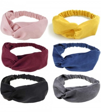 Headbands 6 Pack Headbands for Women Boho Headbands Vintage Flower Printed Criss Cross Elastic Head Wrap - Zs 6 Pack E - C718...