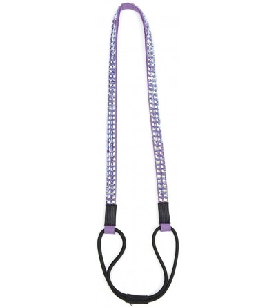 Headbands Custom Color Bling Shimmering Rhinestone Elastic Stretch Headbands - Thin Iridescent Purple - CS11JAYGOF3 $19.47