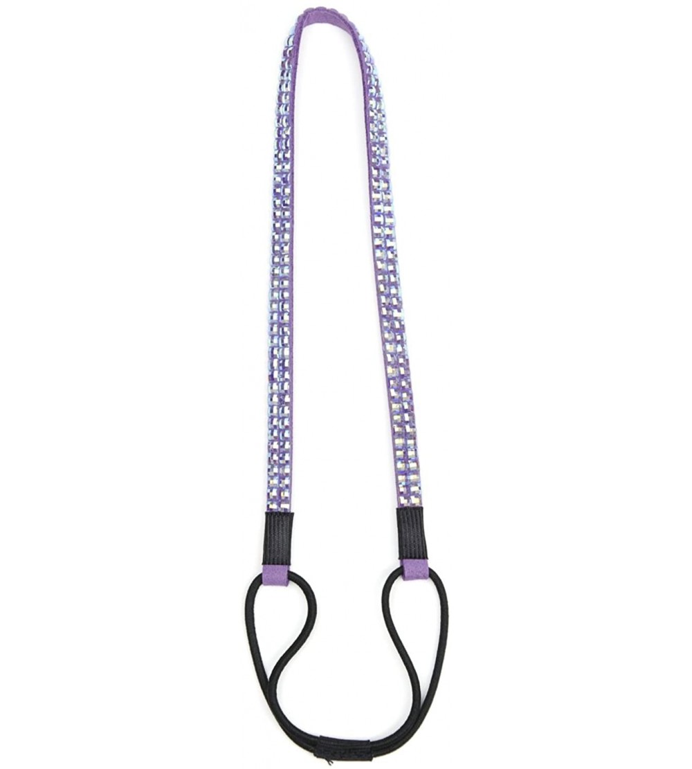 Headbands Custom Color Bling Shimmering Rhinestone Elastic Stretch Headbands - Thin Iridescent Purple - CS11JAYGOF3 $10.26