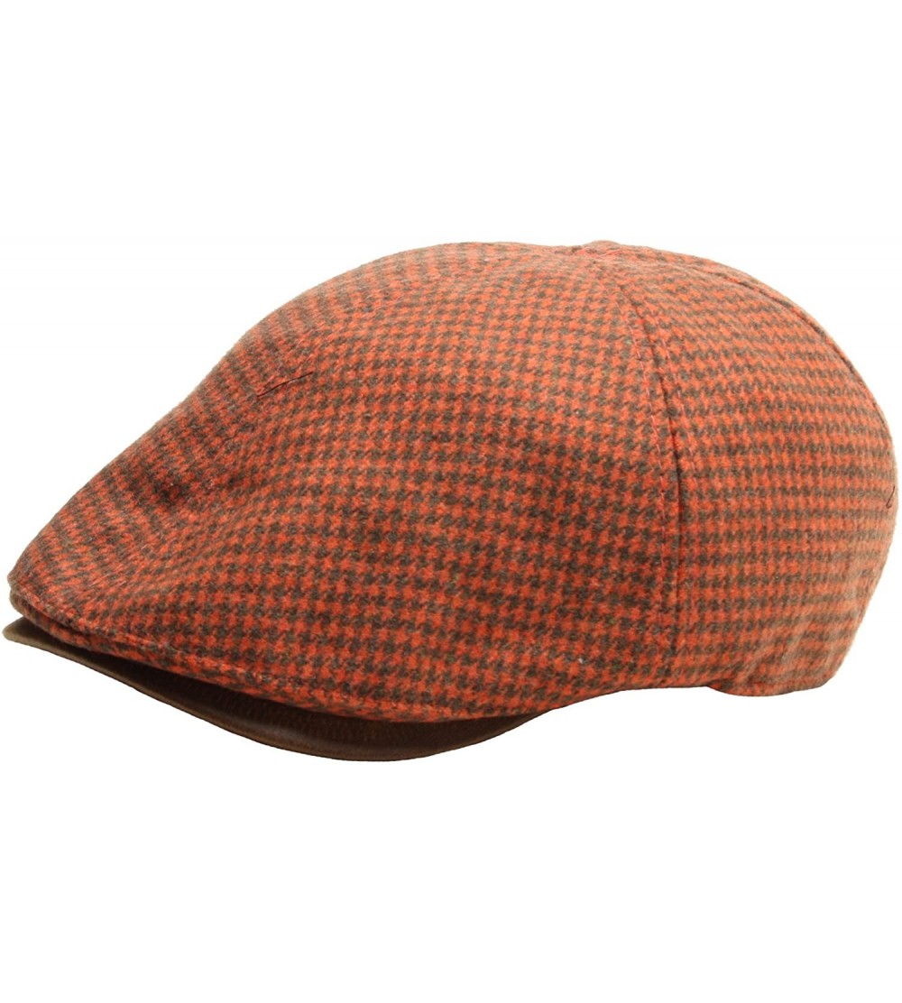 Baseball Caps Houndstooth Pattern Check Newsboy Cap Cabbie Flat Golf Gatsby Driving Hat - Orange - CR12C3ZS8JL $24.50