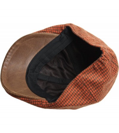 Baseball Caps Houndstooth Pattern Check Newsboy Cap Cabbie Flat Golf Gatsby Driving Hat - Orange - CR12C3ZS8JL $24.50