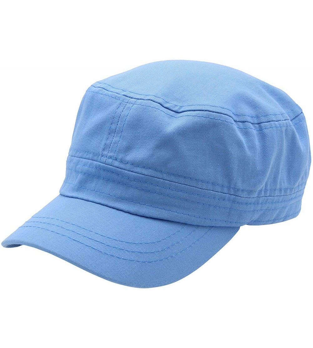 Baseball Caps Cadet Army Cap - Military Cotton Hat - Sky Blue - C712GW5UV75 $11.57