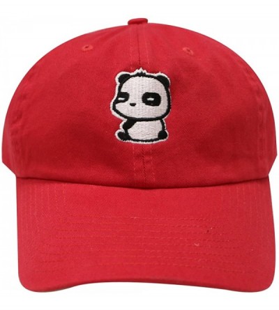 Baseball Caps Cute Panda Cotton Baseball Cap - Red - C312I8W5CRT $9.45