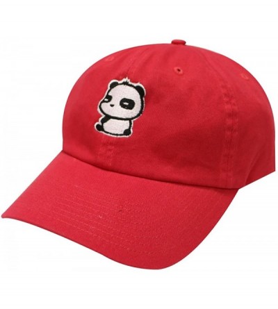 Baseball Caps Cute Panda Cotton Baseball Cap - Red - C312I8W5CRT $23.46