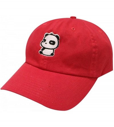 Baseball Caps Cute Panda Cotton Baseball Cap - Red - C312I8W5CRT $9.45