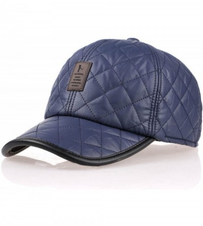 Baseball Caps Men's Winter Warm Wool Tweed Peaked Baseball Caps Hat with Fold Earmuffs Warmer - Blue - CQ12O2VDGWO $68.71