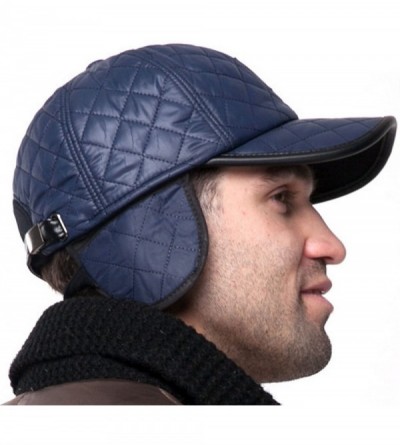 Baseball Caps Men's Winter Warm Wool Tweed Peaked Baseball Caps Hat with Fold Earmuffs Warmer - Blue - CQ12O2VDGWO $38.37