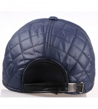 Baseball Caps Men's Winter Warm Wool Tweed Peaked Baseball Caps Hat with Fold Earmuffs Warmer - Blue - CQ12O2VDGWO $38.37