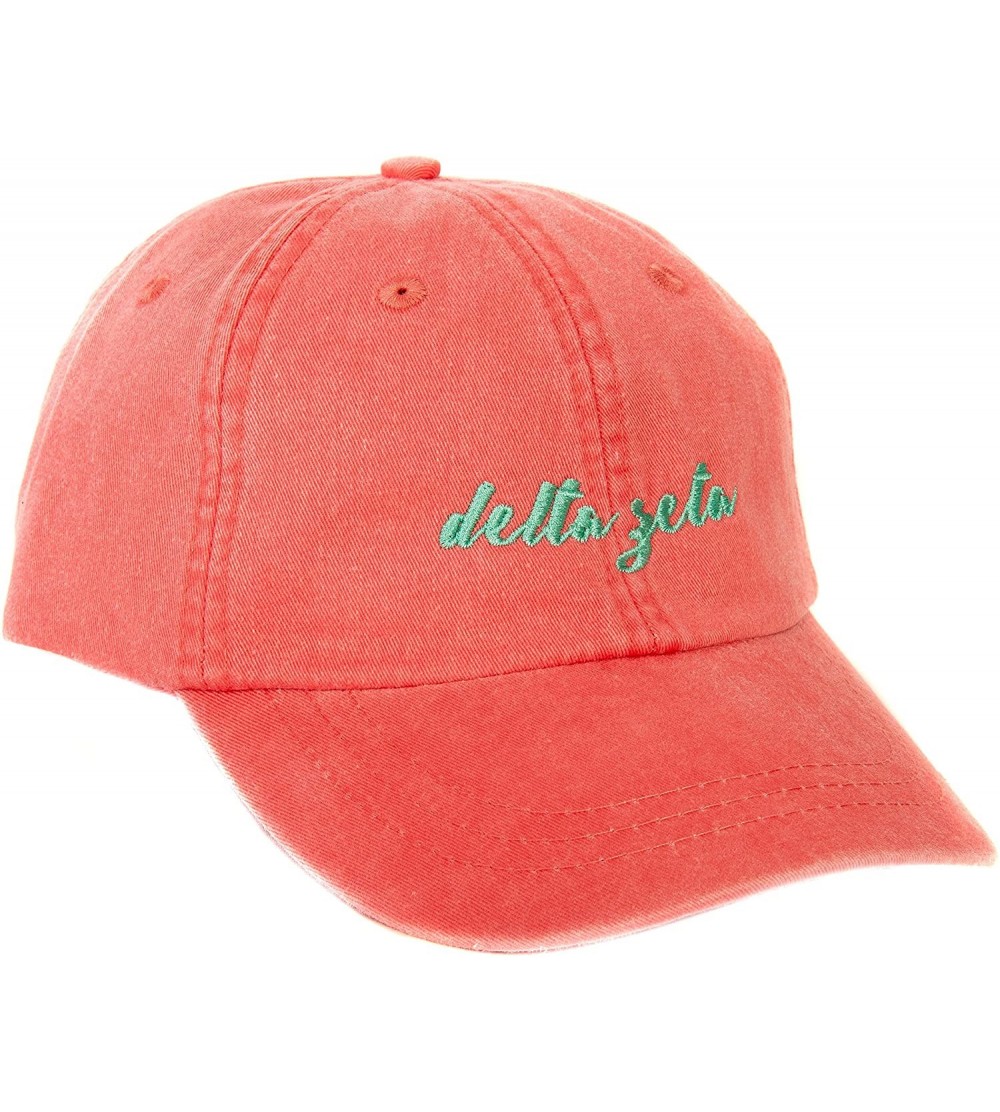 Baseball Caps Delta Zeta (N) Sorority Baseball Hat Cap Cursive Name Font dz - Coral - CQ188U886ZR $22.80