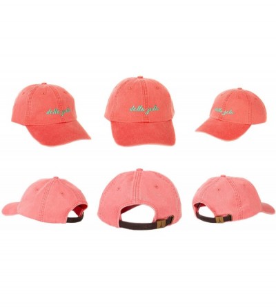 Baseball Caps Delta Zeta (N) Sorority Baseball Hat Cap Cursive Name Font dz - Coral - CQ188U886ZR $22.80