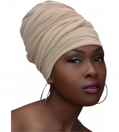 Cold Weather Headbands Head Wraps Turbans Stretch Jersey Knit Headwraps Wrap Scarf Turban Tie for Women - Champagne - CO18QX8...