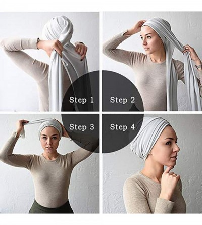 Cold Weather Headbands Head Wraps Turbans Stretch Jersey Knit Headwraps Wrap Scarf Turban Tie for Women - Champagne - CO18QX8...