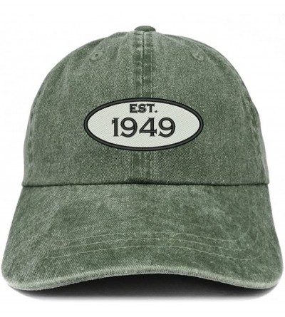 Baseball Caps Established 1949 Embroidered 71st Birthday Gift Pigment Dyed Washed Cotton Cap - Dark Green - CK180L7LDTG $20.19