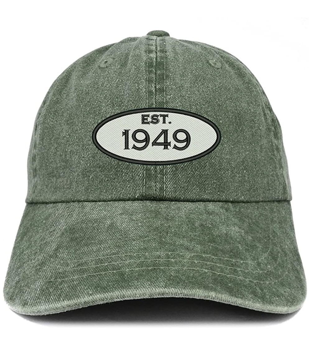 Baseball Caps Established 1949 Embroidered 71st Birthday Gift Pigment Dyed Washed Cotton Cap - Dark Green - CK180L7LDTG $32.48