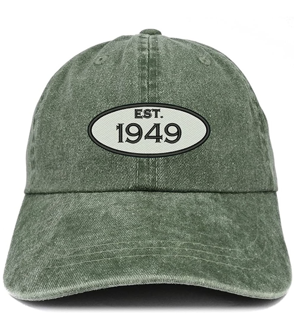 Baseball Caps Established 1949 Embroidered 71st Birthday Gift Pigment Dyed Washed Cotton Cap - Dark Green - CK180L7LDTG $20.19