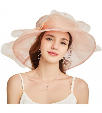 Sun Hats Accessories Women's Organza Kentucky Derby Hat Fashion New Ladies Multicolor Elegant Personality Sun Hat - Pink - CI...