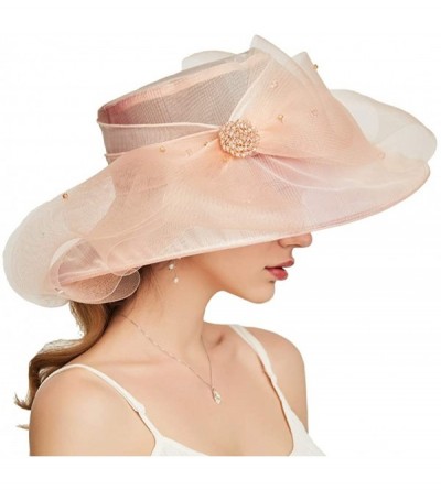 Sun Hats Accessories Women's Organza Kentucky Derby Hat Fashion New Ladies Multicolor Elegant Personality Sun Hat - Pink - CI...