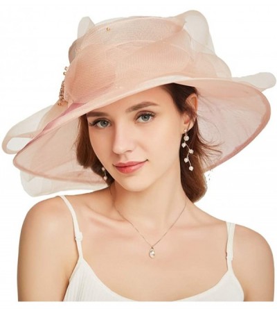 Sun Hats Accessories Women's Organza Kentucky Derby Hat Fashion New Ladies Multicolor Elegant Personality Sun Hat - Pink - CI...