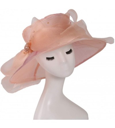 Sun Hats Accessories Women's Organza Kentucky Derby Hat Fashion New Ladies Multicolor Elegant Personality Sun Hat - Pink - CI...