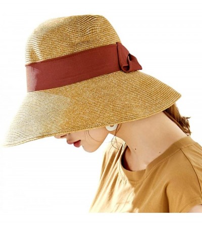 Sun Hats The New Womens Straw Hat Floppy Foldable Roll up Beach Cap Sun Hat - Red-8020 - C61948L68KO $20.53