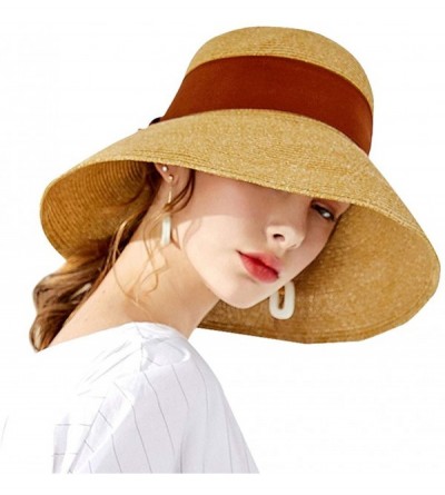 Sun Hats The New Womens Straw Hat Floppy Foldable Roll up Beach Cap Sun Hat - Red-8020 - C61948L68KO $20.53