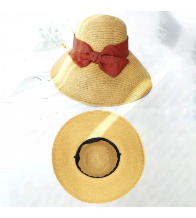 Sun Hats The New Womens Straw Hat Floppy Foldable Roll up Beach Cap Sun Hat - Red-8020 - C61948L68KO $20.53