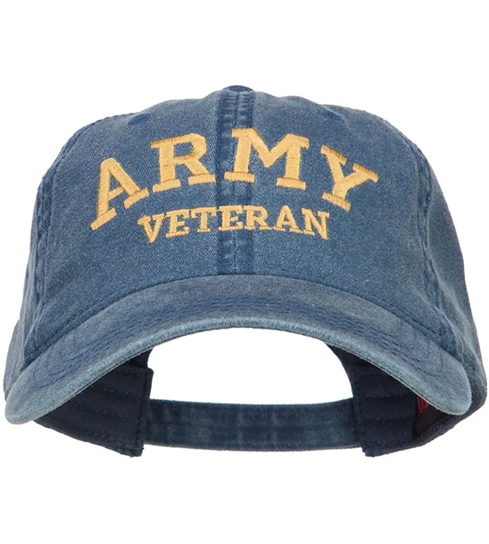 Baseball Caps Army Veteran Letters Embroidered Washed Cap - Navy - CA18639S7NI $25.88