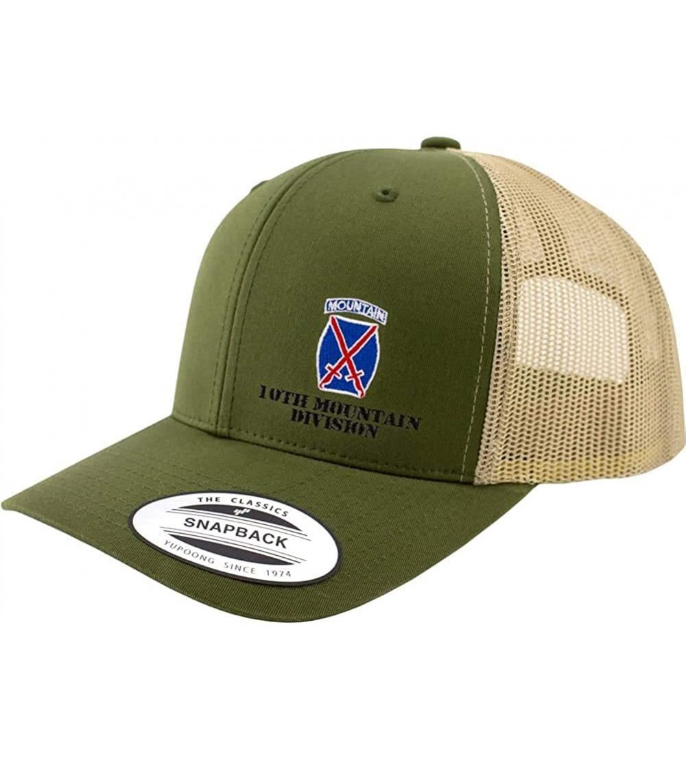 Baseball Caps Army 10th Mountain Division Full Color Trucker Hat - Green/Khaki - CN18RNZRGCY $25.60