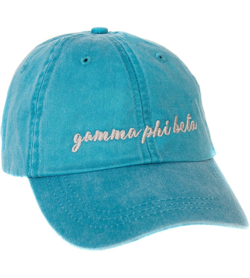 Baseball Caps Gamma Phi Beta (N) Sorority Baseball Hat Cap Cursive Name Font Gamma phi - Bright Blue - CE188U59SOE $25.17