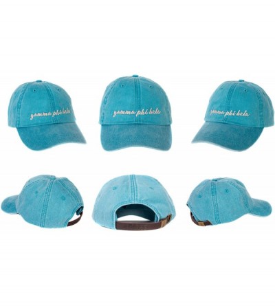 Baseball Caps Gamma Phi Beta (N) Sorority Baseball Hat Cap Cursive Name Font Gamma phi - Bright Blue - CE188U59SOE $25.17