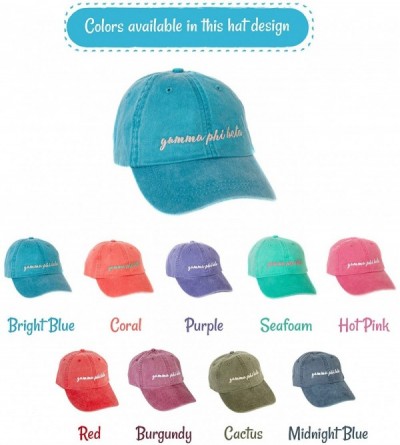 Baseball Caps Gamma Phi Beta (N) Sorority Baseball Hat Cap Cursive Name Font Gamma phi - Bright Blue - CE188U59SOE $25.17