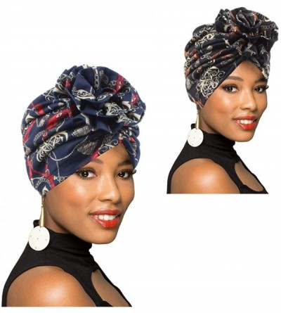 Skullies & Beanies 1Pack/2Packs Women Turban African Pattern Headwrap Beanie Pre-Tied Bonnet Chemo Cap Hair Loss Hat - C3 - 2...