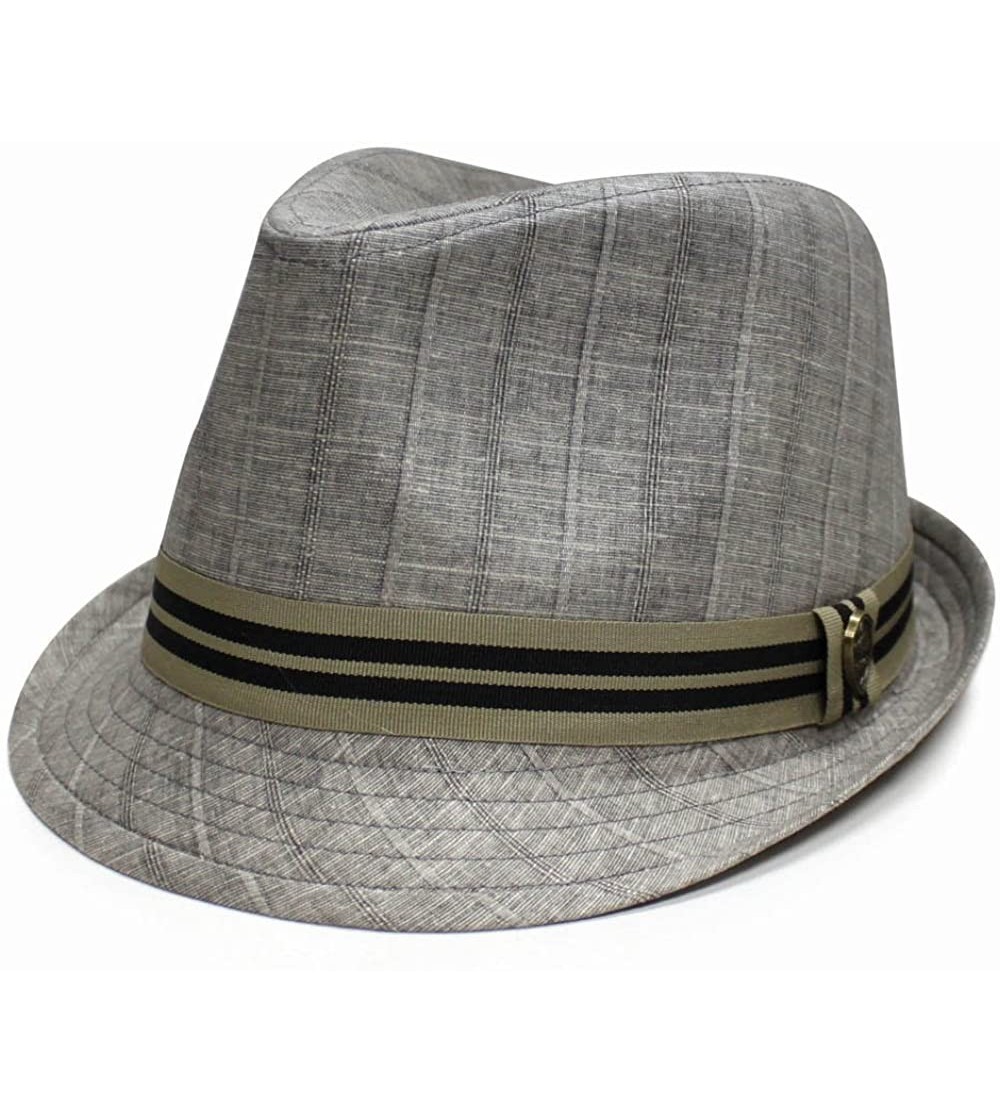 Fedoras Pmt600 Noise Pattern with Stripe Band Fedora - Light Grey - C111CV372X9 $12.16