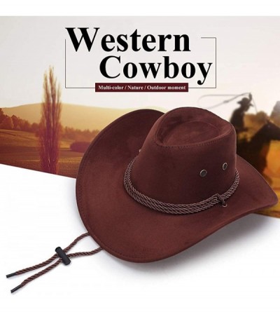 Cowboy Hats Westworld Cowboy Hat Faux Felt Outdoor Trip Wide Brim Hat Microsuede - Yellow - CC18G8NXCTZ $16.10