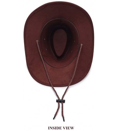 Cowboy Hats Westworld Cowboy Hat Faux Felt Outdoor Trip Wide Brim Hat Microsuede - Yellow - CC18G8NXCTZ $16.10