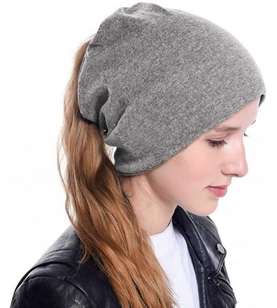 Skullies & Beanies New Messy Bun Ponytail Winter Beanie Hat for Women Slouchy Beanie with Hair Hole for Indoor and Running Sp...