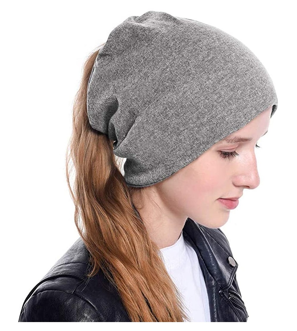 Skullies & Beanies New Messy Bun Ponytail Winter Beanie Hat for Women Slouchy Beanie with Hair Hole for Indoor and Running Sp...