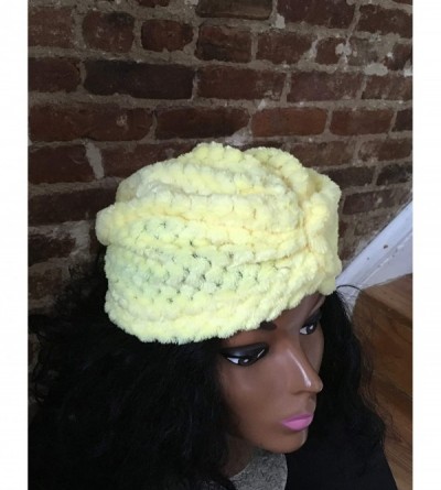 Headbands Faux Fur Turban Hair Cover One Size - Summertime Yellow - C418ZE2AAGI $10.89