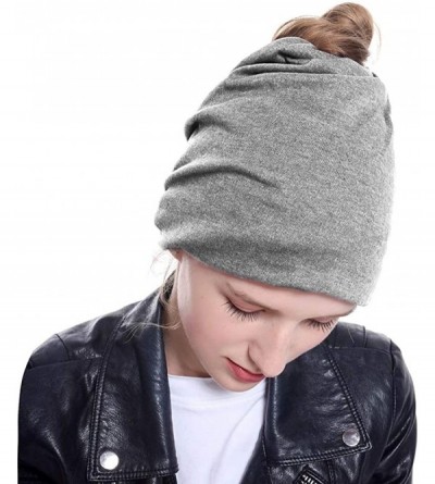 Skullies & Beanies New Messy Bun Ponytail Winter Beanie Hat for Women Slouchy Beanie with Hair Hole for Indoor and Running Sp...