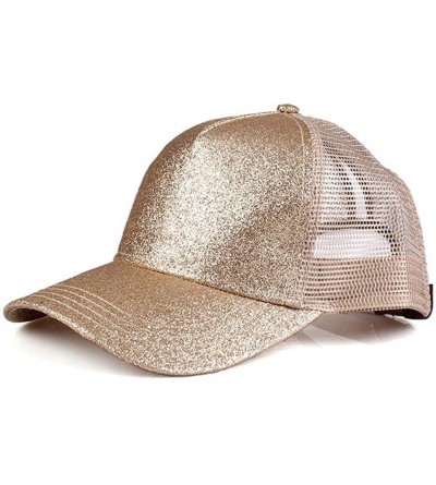Baseball Caps Glitter Messy High Buns Trucker Ponycap Ponytail Baseball Adjustable Cap for Women Girl - Gold - CC18QQ0RN2Q $1...
